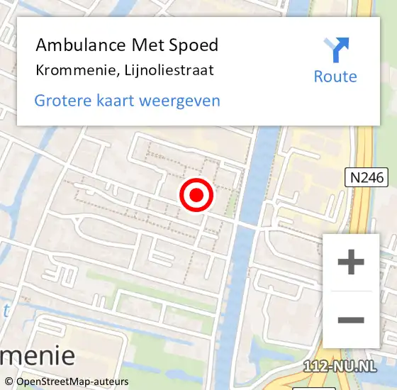 Locatie op kaart van de 112 melding: Ambulance Met Spoed Naar Krommenie, Lijnoliestraat op 27 augustus 2021 17:11