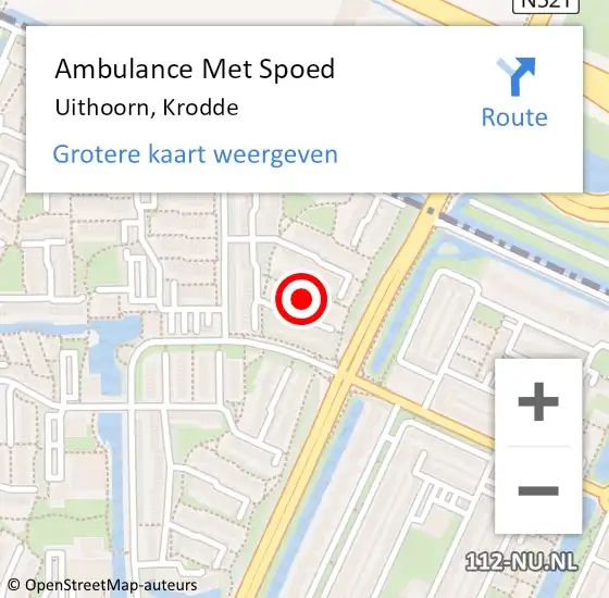 Locatie op kaart van de 112 melding: Ambulance Met Spoed Naar Uithoorn, Krodde op 27 augustus 2021 17:31