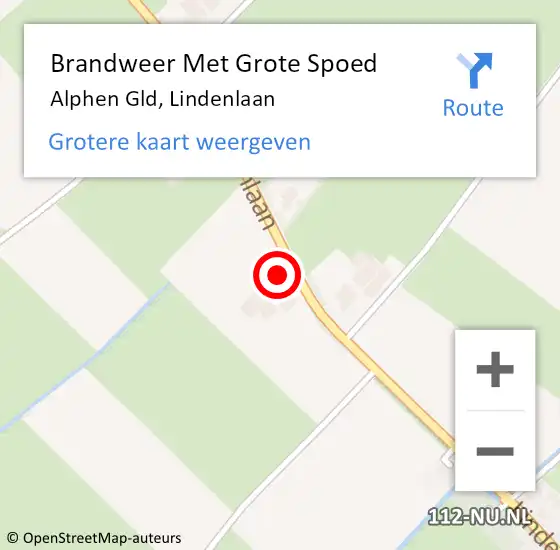 Locatie op kaart van de 112 melding: Brandweer Met Grote Spoed Naar Alphen Gld, Lindenlaan op 21 juni 2014 00:38