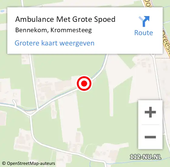 Locatie op kaart van de 112 melding: Ambulance Met Grote Spoed Naar Bennekom, Krommesteeg op 27 augustus 2021 17:38