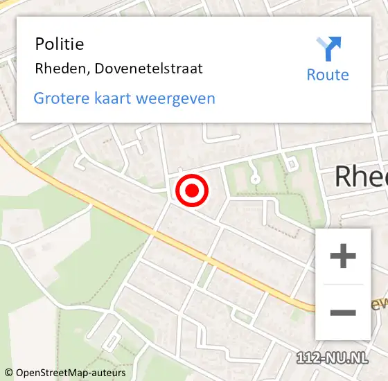 Locatie op kaart van de 112 melding: Politie Rheden, Dovenetelstraat op 27 augustus 2021 17:49