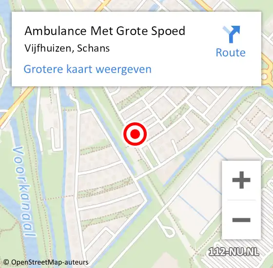 Locatie op kaart van de 112 melding: Ambulance Met Grote Spoed Naar Vijfhuizen, Schans op 27 augustus 2021 17:50