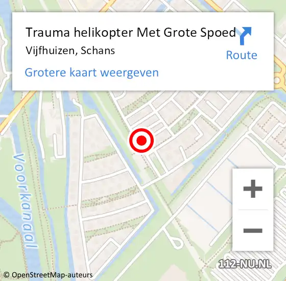 Locatie op kaart van de 112 melding: Trauma helikopter Met Grote Spoed Naar Vijfhuizen, Schans op 27 augustus 2021 17:50