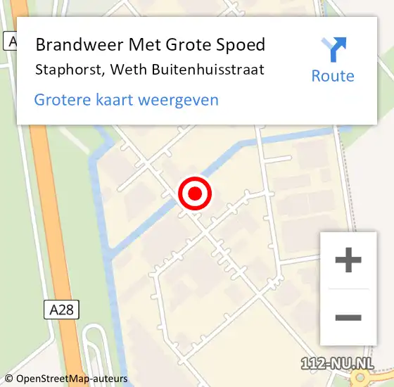 Locatie op kaart van de 112 melding: Brandweer Met Grote Spoed Naar Staphorst, Weth Buitenhuisstraat op 27 augustus 2021 18:03