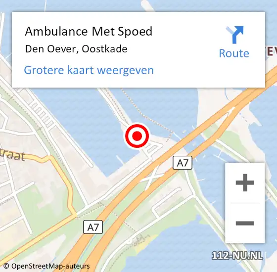 Locatie op kaart van de 112 melding: Ambulance Met Spoed Naar Den Oever, Oostkade op 27 augustus 2021 18:06