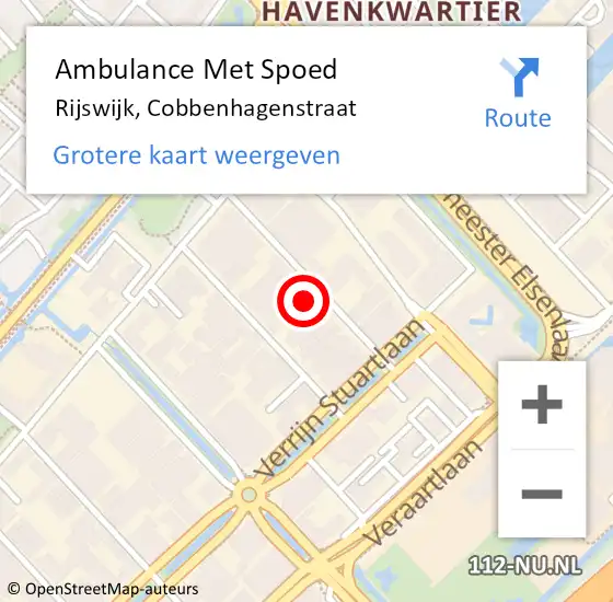 Locatie op kaart van de 112 melding: Ambulance Met Spoed Naar Rijswijk, Cobbenhagenstraat op 27 augustus 2021 18:27