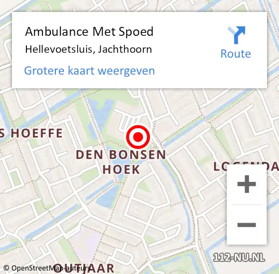 Locatie op kaart van de 112 melding: Ambulance Met Spoed Naar Hellevoetsluis, Jachthoorn op 27 augustus 2021 18:33