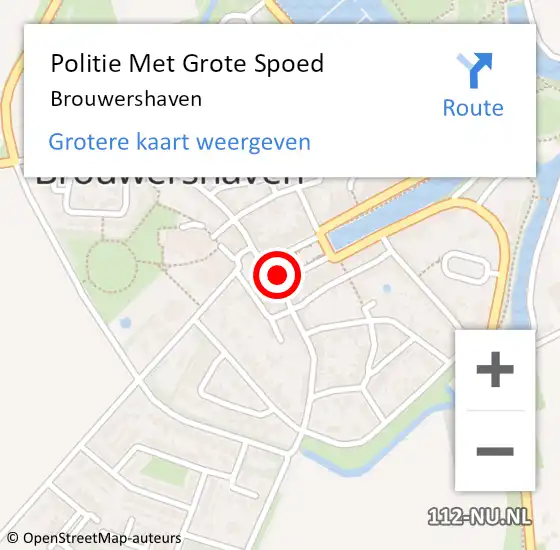 Locatie op kaart van de 112 melding: Politie Met Grote Spoed Naar Brouwershaven op 27 augustus 2021 18:34