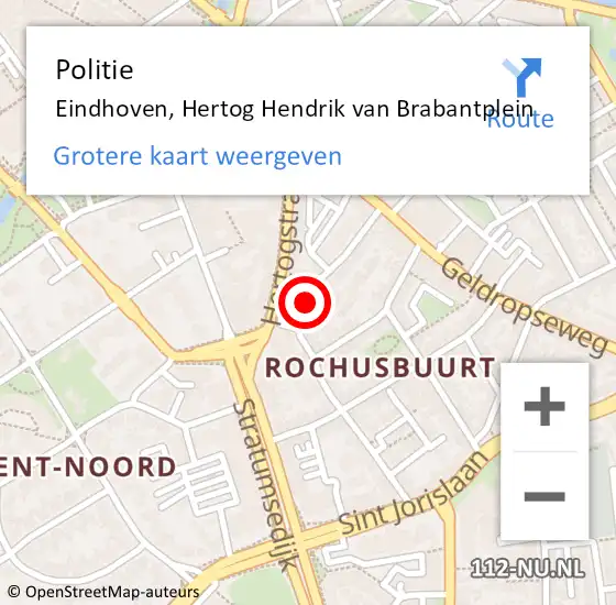 Locatie op kaart van de 112 melding: Politie Eindhoven, Hertog Hendrik van Brabantplein op 27 augustus 2021 19:06