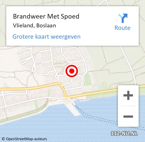 Locatie op kaart van de 112 melding: Brandweer Met Spoed Naar Vlieland, Boslaan op 27 augustus 2021 19:13