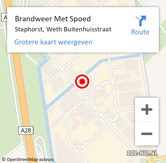 Locatie op kaart van de 112 melding: Brandweer Met Spoed Naar Staphorst, Weth Buitenhuisstraat op 27 augustus 2021 19:16