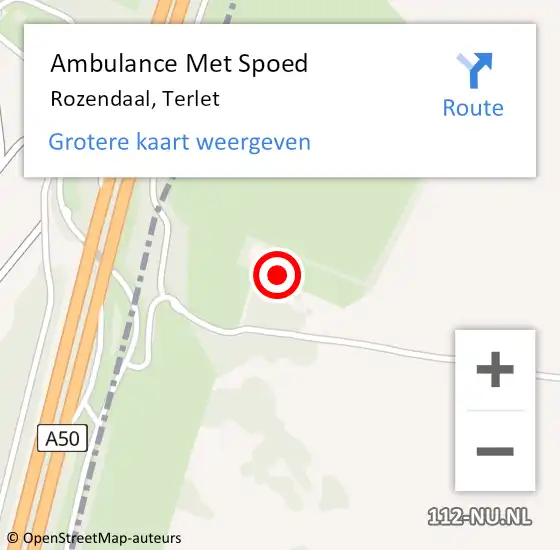 Locatie op kaart van de 112 melding: Ambulance Met Spoed Naar Rozendaal, Terlet op 27 augustus 2021 19:30