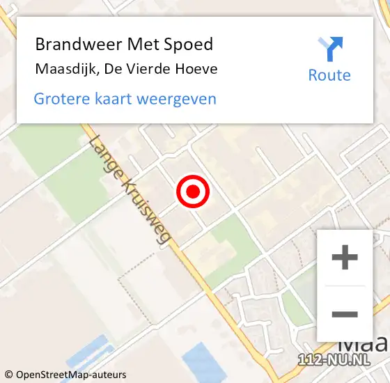 Locatie op kaart van de 112 melding: Brandweer Met Spoed Naar Maasdijk, De Vierde Hoeve op 27 augustus 2021 19:50