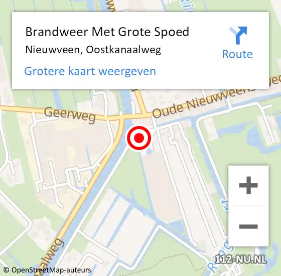 Locatie op kaart van de 112 melding: Brandweer Met Grote Spoed Naar Nieuwveen, Oostkanaalweg op 27 augustus 2021 19:57