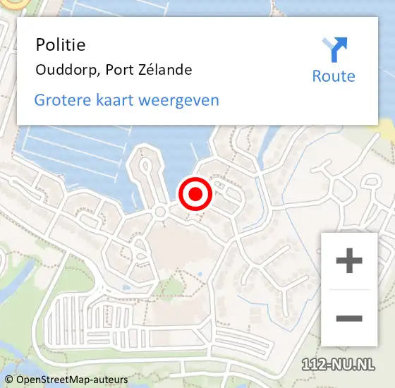 Locatie op kaart van de 112 melding: Politie Ouddorp, Port Zélande op 27 augustus 2021 20:03