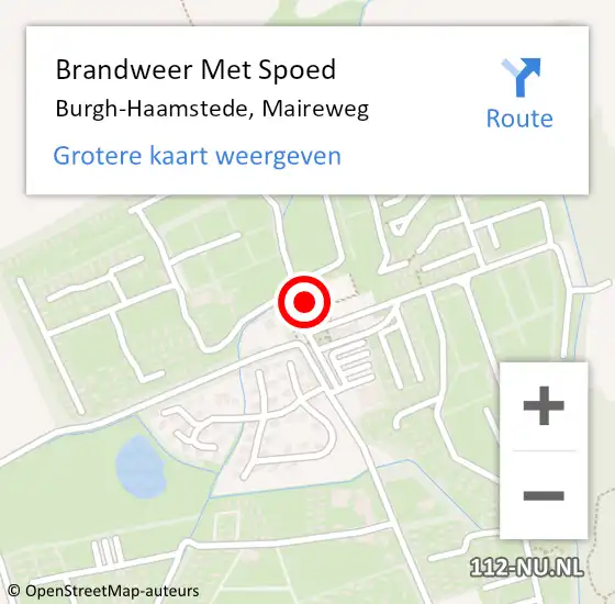 Locatie op kaart van de 112 melding: Brandweer Met Spoed Naar Burgh-Haamstede, Maireweg op 27 augustus 2021 20:06