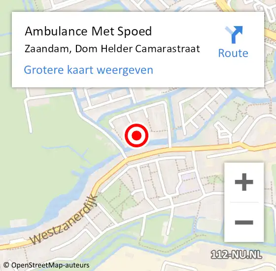 Locatie op kaart van de 112 melding: Ambulance Met Spoed Naar Zaandam, Dom Helder Camarastraat op 27 augustus 2021 20:10