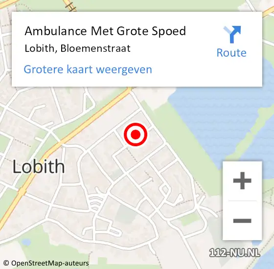 Locatie op kaart van de 112 melding: Ambulance Met Grote Spoed Naar Lobith, Bloemenstraat op 27 augustus 2021 20:47