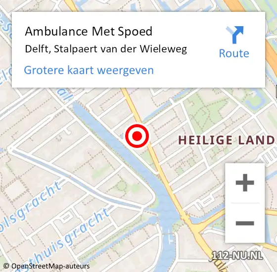 Locatie op kaart van de 112 melding: Ambulance Met Spoed Naar Delft, Stalpaert van der Wieleweg op 27 augustus 2021 21:15