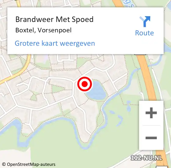 Locatie op kaart van de 112 melding: Brandweer Met Spoed Naar Boxtel, Vorsenpoel op 27 augustus 2021 21:28