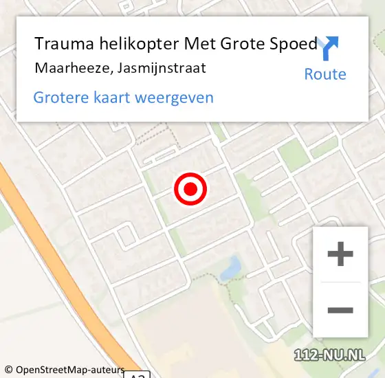 Locatie op kaart van de 112 melding: Trauma helikopter Met Grote Spoed Naar Maarheeze, Jasmijnstraat op 27 augustus 2021 21:49
