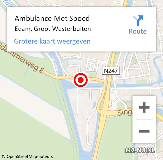 Locatie op kaart van de 112 melding: Ambulance Met Spoed Naar Edam, Groot Westerbuiten op 27 augustus 2021 21:57