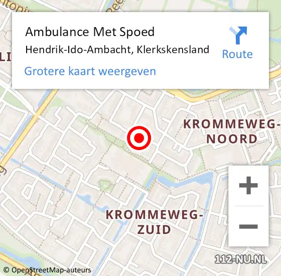 Locatie op kaart van de 112 melding: Ambulance Met Spoed Naar Hendrik-Ido-Ambacht, Klerkskensland op 27 augustus 2021 22:00