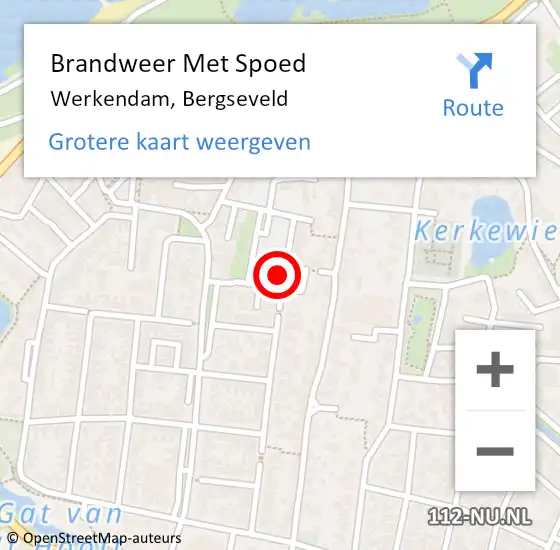 Locatie op kaart van de 112 melding: Brandweer Met Spoed Naar Werkendam, Bergseveld op 27 augustus 2021 22:08