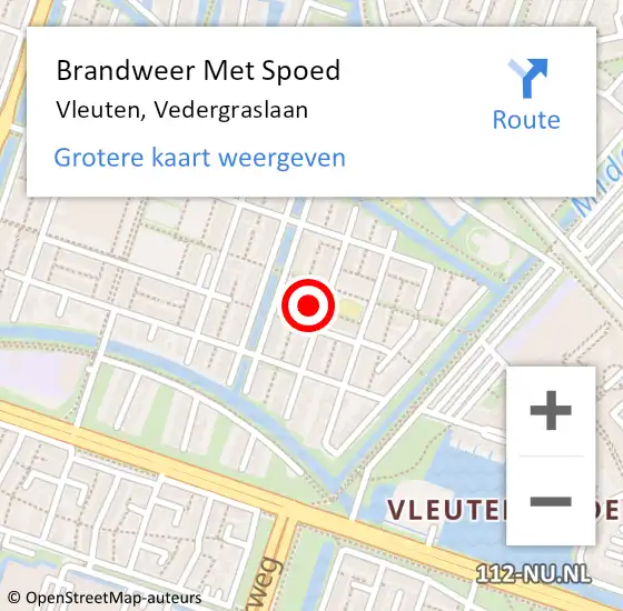 Locatie op kaart van de 112 melding: Brandweer Met Spoed Naar Vleuten, Vedergraslaan op 27 augustus 2021 22:18