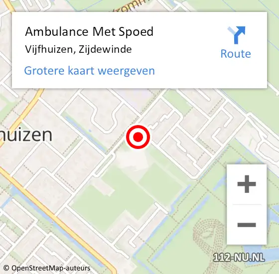 Locatie op kaart van de 112 melding: Ambulance Met Spoed Naar Vijfhuizen, Zijdewinde op 27 augustus 2021 22:58