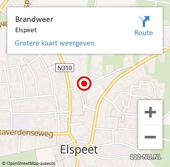 Locatie op kaart van de 112 melding: Brandweer Elspeet op 27 augustus 2021 23:00