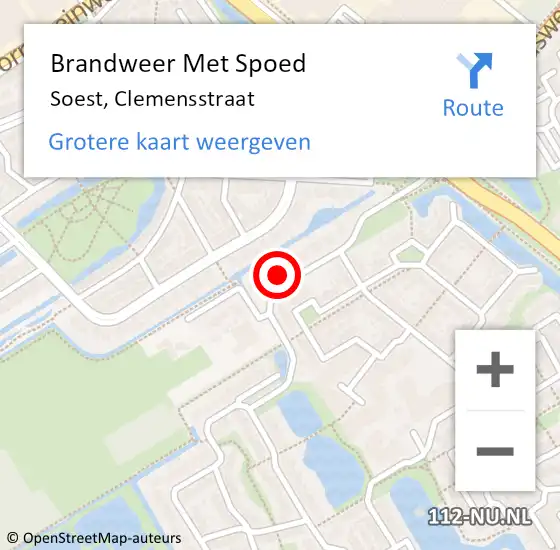 Locatie op kaart van de 112 melding: Brandweer Met Spoed Naar Soest, Clemensstraat op 27 augustus 2021 23:02