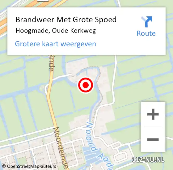 Locatie op kaart van de 112 melding: Brandweer Met Grote Spoed Naar Hoogmade, Oude Kerkweg op 27 augustus 2021 23:24