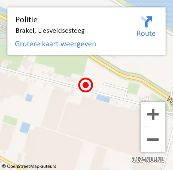 Locatie op kaart van de 112 melding: Politie Brakel, Liesveldsesteeg op 27 augustus 2021 23:30