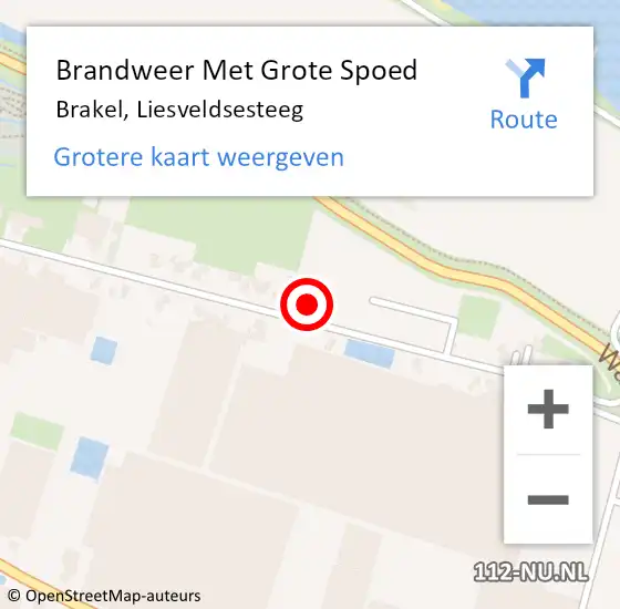 Locatie op kaart van de 112 melding: Brandweer Met Grote Spoed Naar Brakel, Liesveldsesteeg op 27 augustus 2021 23:31