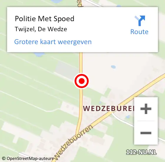 Locatie op kaart van de 112 melding: Politie Met Spoed Naar Twijzel, De Wedze op 28 augustus 2021 00:00