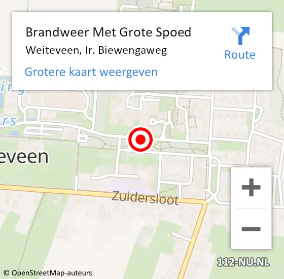 Locatie op kaart van de 112 melding: Brandweer Met Grote Spoed Naar Weiteveen, Ir. Biewengaweg op 21 juni 2014 01:37