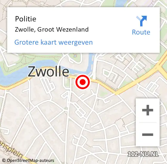 Locatie op kaart van de 112 melding: Politie Zwolle, Groot Wezenland op 28 augustus 2021 00:38