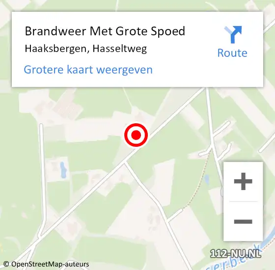 Locatie op kaart van de 112 melding: Brandweer Met Grote Spoed Naar Haaksbergen, Hasseltweg op 28 augustus 2021 00:54