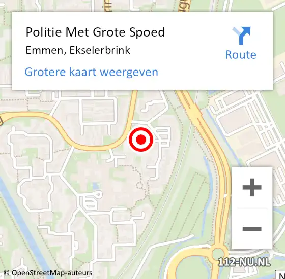 Locatie op kaart van de 112 melding: Politie Met Grote Spoed Naar Emmen, Ekselerbrink op 28 augustus 2021 03:05