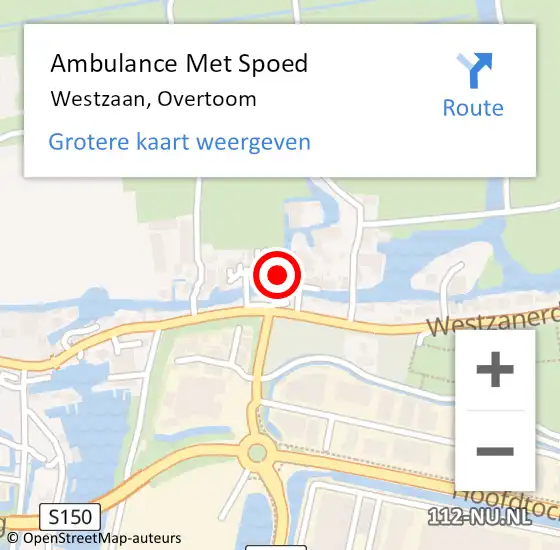 Locatie op kaart van de 112 melding: Ambulance Met Spoed Naar Westzaan, Overtoom op 28 augustus 2021 03:49