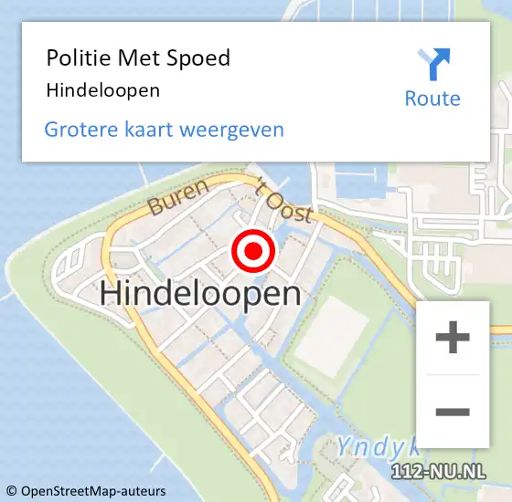Locatie op kaart van de 112 melding: Politie Met Spoed Naar Hindeloopen op 28 augustus 2021 04:30