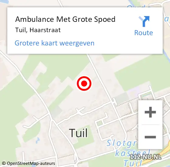Locatie op kaart van de 112 melding: Ambulance Met Grote Spoed Naar Tuil, Haarstraat op 28 augustus 2021 06:32
