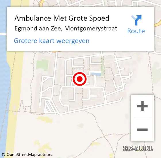 Locatie op kaart van de 112 melding: Ambulance Met Grote Spoed Naar Egmond aan Zee, Montgomerystraat op 28 augustus 2021 06:55