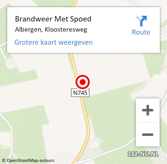 Locatie op kaart van de 112 melding: Brandweer Met Spoed Naar Albergen, Kloosteresweg op 28 augustus 2021 07:00