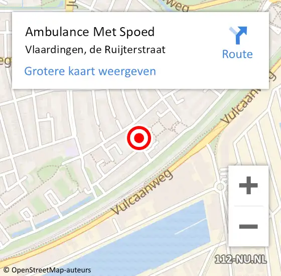 Locatie op kaart van de 112 melding: Ambulance Met Spoed Naar Vlaardingen, de Ruijterstraat op 28 augustus 2021 07:21