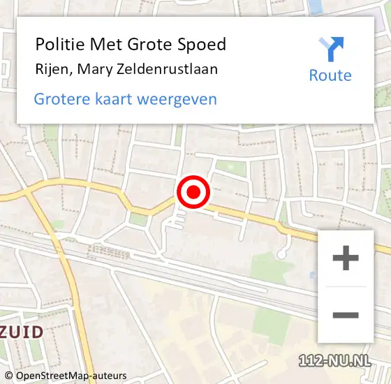 Locatie op kaart van de 112 melding: Politie Met Grote Spoed Naar Rijen, Mary Zeldenrustlaan op 28 augustus 2021 08:07