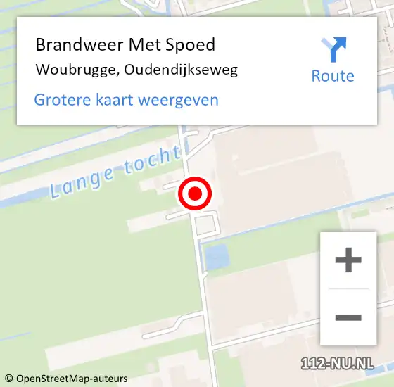 Locatie op kaart van de 112 melding: Brandweer Met Spoed Naar Woubrugge, Oudendijkseweg op 28 augustus 2021 09:22