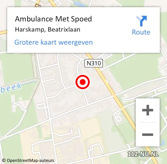 Locatie op kaart van de 112 melding: Ambulance Met Spoed Naar Harskamp, Beatrixlaan op 28 augustus 2021 09:33