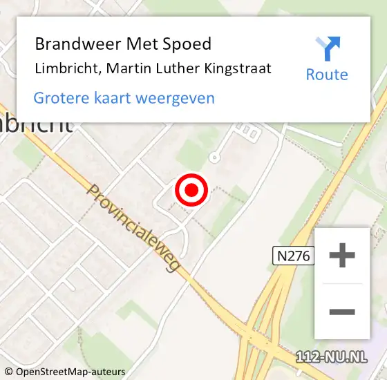 Locatie op kaart van de 112 melding: Brandweer Met Spoed Naar Limbricht, Martin Luther Kingstraat op 28 augustus 2021 09:54